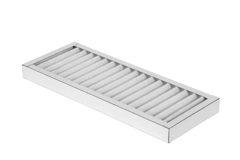Ersatzfilter in rechteckiger Form mit Faltenstruktur, eingebettet in einem stabilen Rahmen von Fränkische. Optimal für Luftreinigungssysteme.